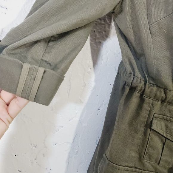 Anthropologie  Tabitha army military green button down belted tie jacket size 6 - Picture 10 of 13